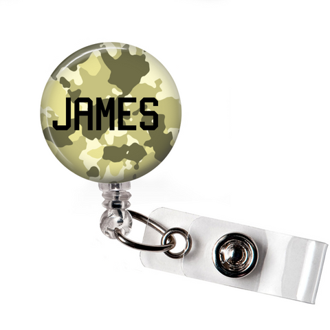 Green and Tan Camo | Badge Reel | P022 - Badges and Buttons Club