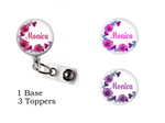 Interchangeable Bundle Set | Purple and Pink Floral | Badge Reel