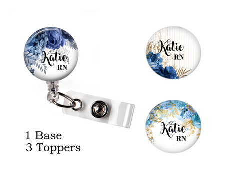 Interchangeable Bundle Set | Blue Floral | Badge Reel