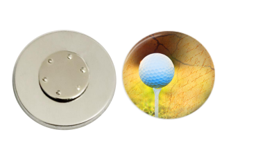 Magnetic Pin Back | Golf | Tan Background | Badges and Buttons Club