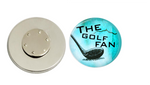 Magnetic Pin Back | The Golf Fan | Light Blue Background | Badges and Buttons Club
