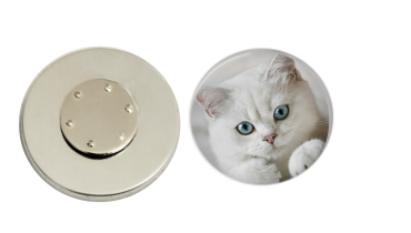 Magnetic Pin Back | White Cat | Badges and Buttons Club