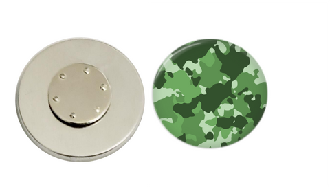Magnetic Pin Back | Green Camo | Badges and Buttons Club