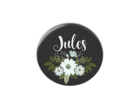 Button | Personalized Floral | Black Background | Badges and Buttons Club
