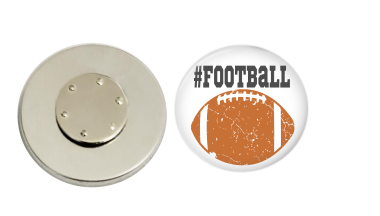 Magnetic Pin Back | Distressed Football | Badges and Buttons Club