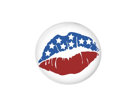 Button | Red white and blue lips | Badges and Buttons Club