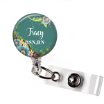 Badge Reel | Teal Floral | P083 | Badges and Buttons Club