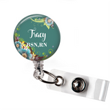 Badge Reel | Teal Floral | P083 | Badges and Buttons Club
