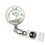 Badge Reel | Mint Floral | P084 | Badges and Buttons Club
