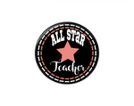 Button | All Star Teacher | Black Background | Badges and Buttons Club