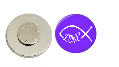 Magnetic Pin Back | Faith based love | Purple | Badges and Buttons Club