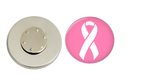 Magnetic Pin Back | Cancer Awareness | Pink Background | Badges and Buttons Club