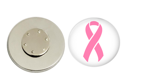 Magnetic Pin Back | Breast Cancer Awareness | White Background | Badges and Buttons Club