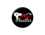Button | Hair Hustler | Black Background | Badges and Buttons Club