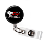Hair hustler | Black Background | Badge Reel | N023 - Badges and Buttons Club