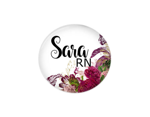 Red Floral | Interchangeable Button | Badges and Buttons Club
