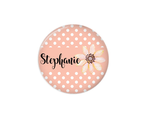Button | Pink Polka Dot Floral | Badges and Buttons Club