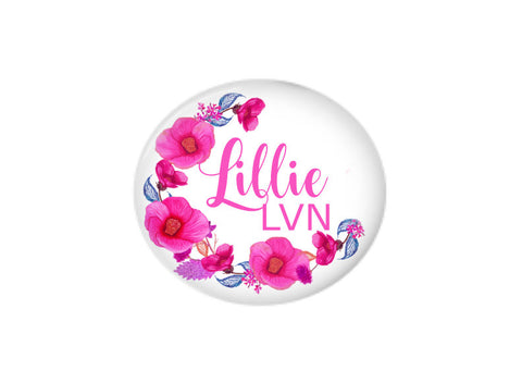Button | Pink Floral Wreath | Badges and Buttons Club