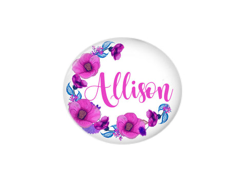 Button | Purple Floral Wreath | Badges and Buttons Club