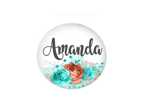 Button | Pink and Blue Floral | Badges and Buttons Club