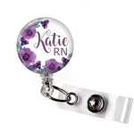 Purple Floral Wreath | Badge Reel | P016 | Badges and Buttons Club