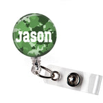 Dark Green Camo | Badge Reel | P015 | Badges and Buttons Club