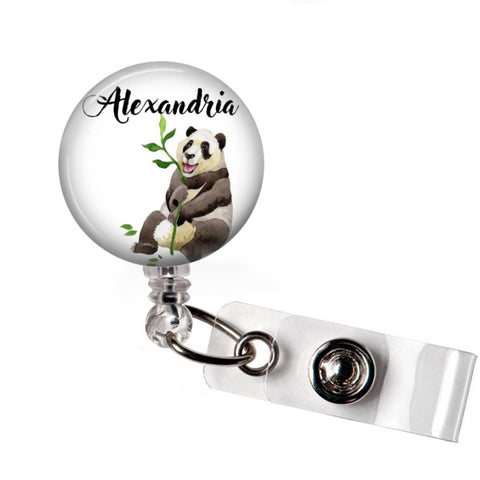 Retractable badge holder | Interchangeable | Personalized Panda | Badges and Buttons Club