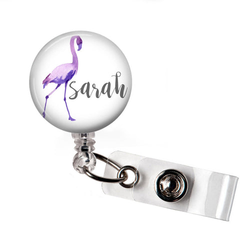Purple Flamingo | Badge Reel | Badges and Buttons Club