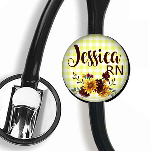 Interchangeable Personalized Stethoscope ID tag, S064 | Badges and Buttons Club